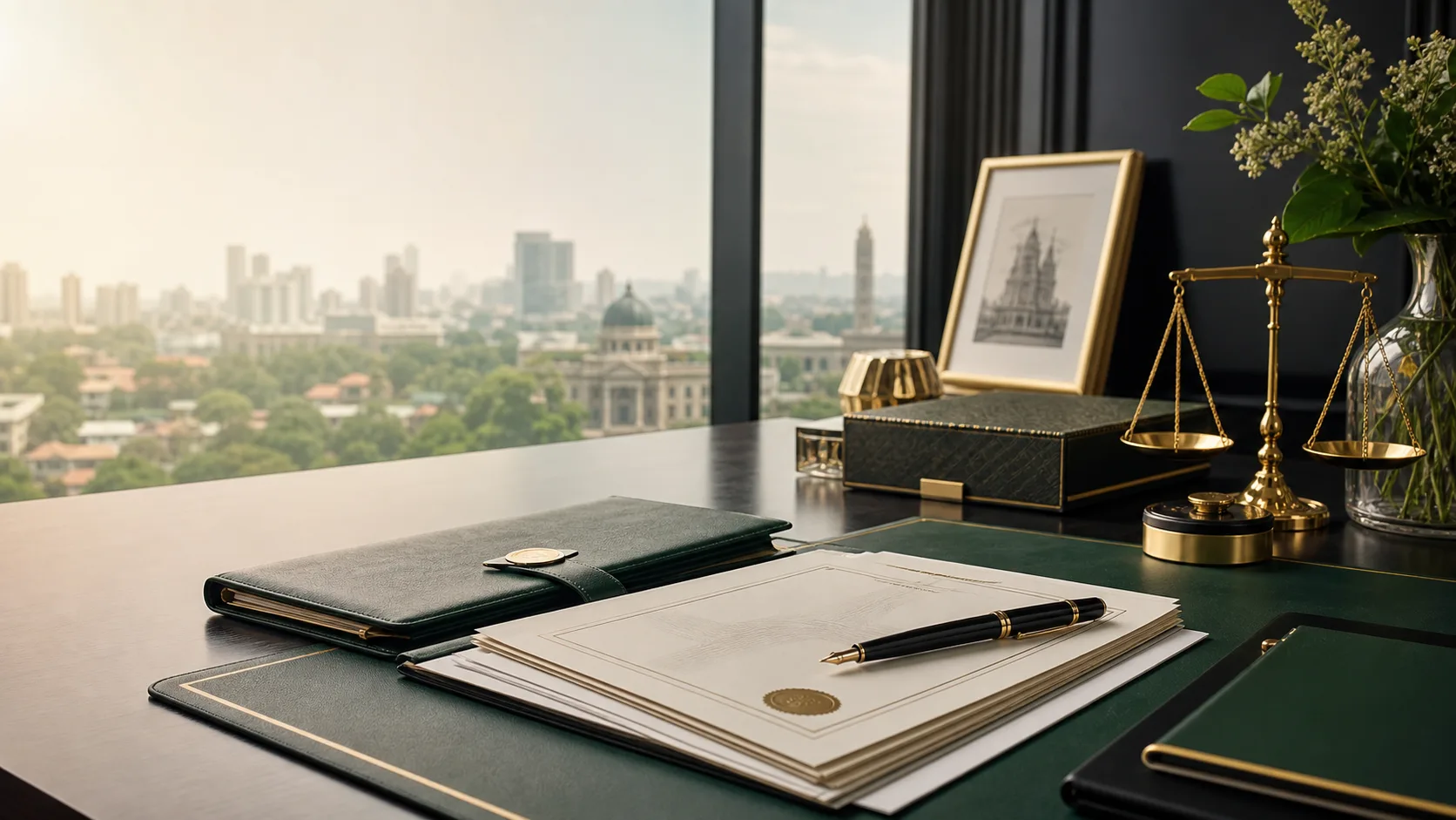 Estate planning consultation at a desk