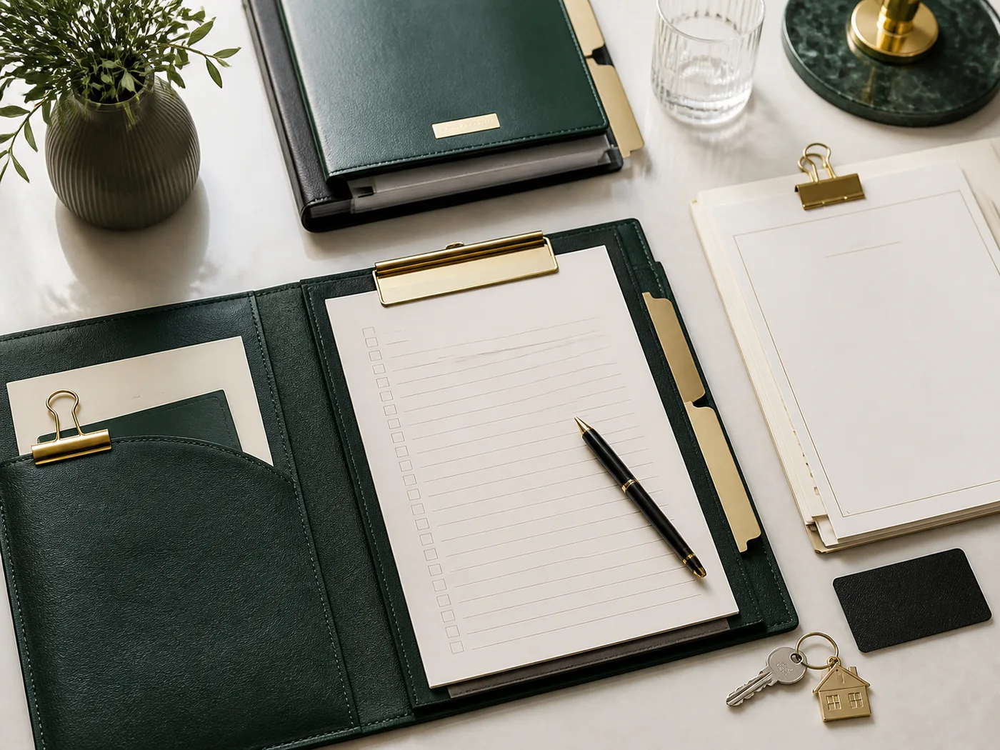 Organised estate planning documents and keys